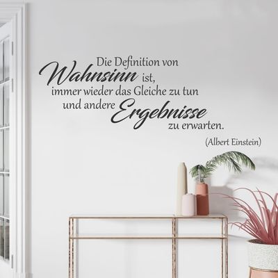 tjapalo A53 Wall Decal “The Definition of Insanity,” Albert Einstein Quote, Lilac, W120 x H47 cm