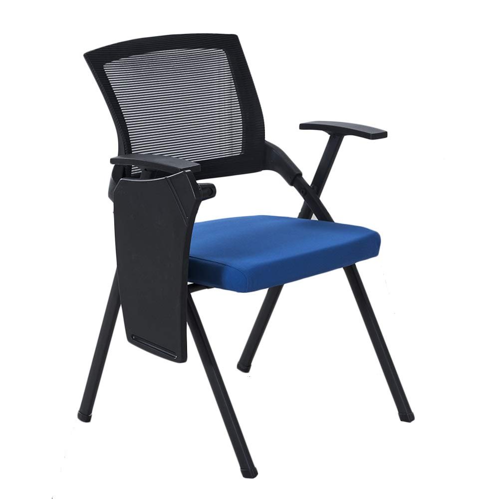 ZZHZY BBGS Folding Training Chair, Blue, with Black Mesh and Movable Writing Tablet (Style 2, 1-Pack)