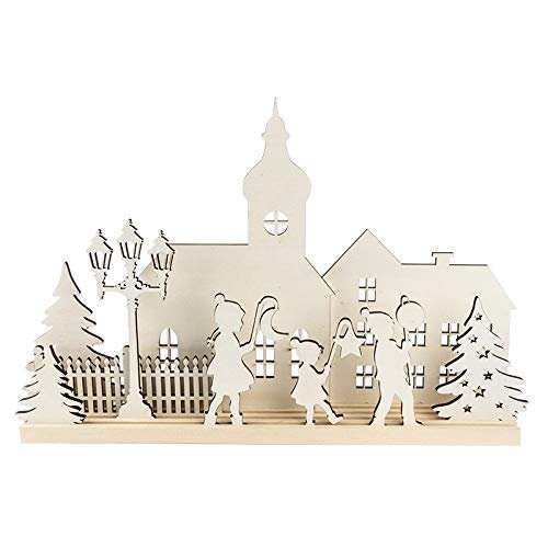 Ideas with Heart 3D Landscape, Lantern Children, Platform & Wooden Elements, 11-Piece