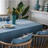 Xiang Ru Elegant Embroidered Rectangular Dustproof Tablecloth with Teapoy Motif, Blue, 135 x 300 cm view 3