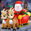 Joiedomi Inflatable Santa on Sleigh with Two Reindeer, 1.8 m, LED-Lit Christmas Yard Decor view 1