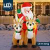 Joiedomi Inflatable Santa on Sleigh with Two Reindeer, 1.8 m, LED-Lit Christmas Yard Decor view 2