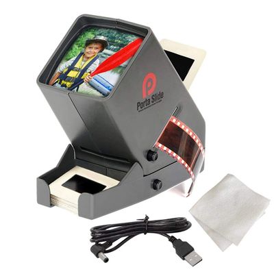Porta Slide PS-3 Slide Viewer for 5 x 5 cm Slides, 35 mm Film Strips and Negatives, LED, 4-Inch Display