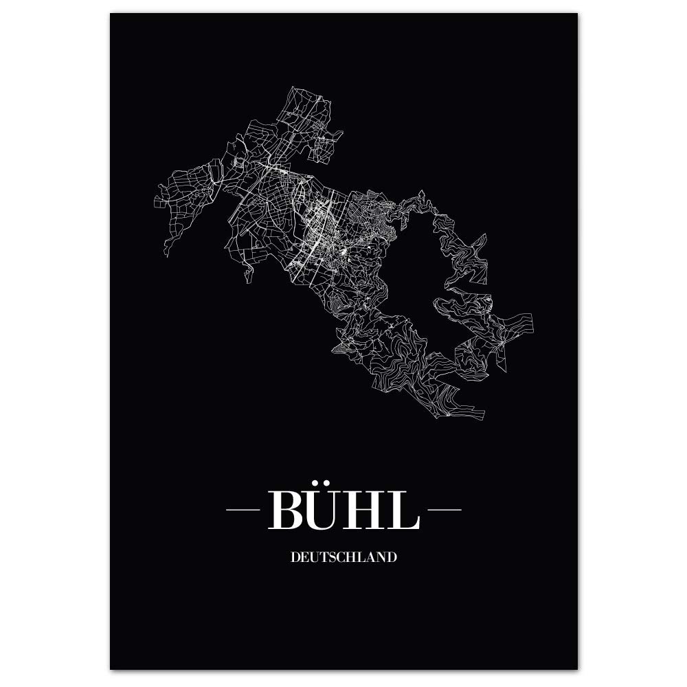 JUNIWORDS City Poster – Bühl – 40 x 60 cm – Script A – Black