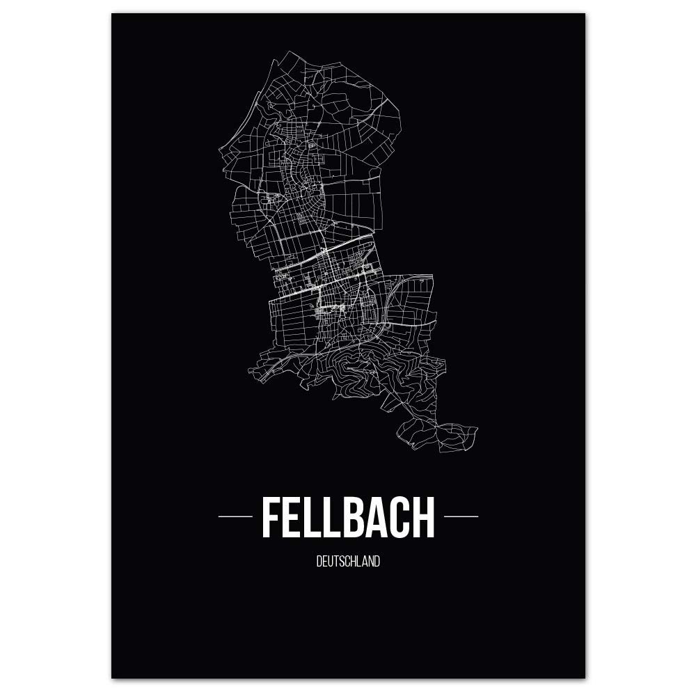 JUNIWORDS City Poster - Choose Your City - Fellbach - 21 x 30 cm Poster - Font B - Black