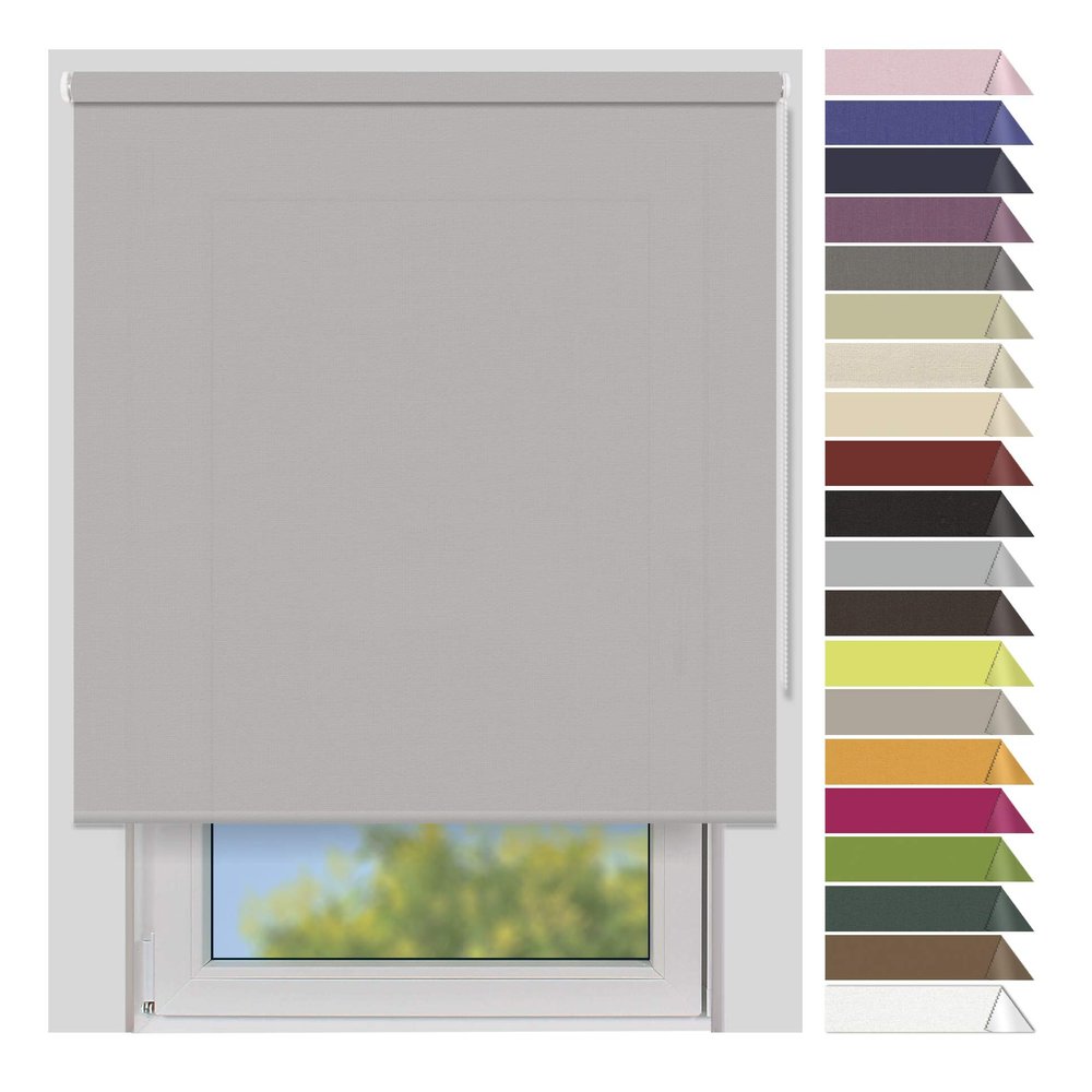 EFIXS Medium Privacy Roller Shade, 180 x 190 cm Fabric Width x Height, Gray Beige (6840), Light-Filtering, Opaque