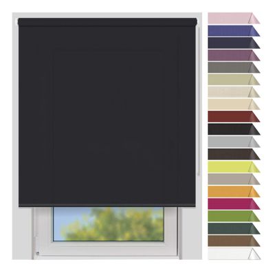 EFIXS Medium Privacy Roller Blind – 25 mm Tube – 140 x 240 cm (Fabric Width x Height) – Black (4994), Light-Filtering and Opaque