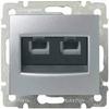 Valena RJ11 Telephone Socket, 4 Contacts, 2 Outputs, Aluminum view 1