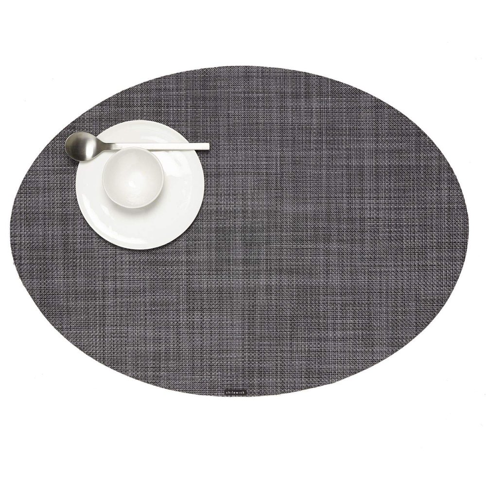 Chilewich Mini Basketweave Oval Placemat, Cool Grey