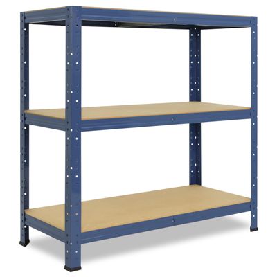 shelfplaza Home Heavy-Duty Shelf 100 x 75 x 60 cm, Blue, 3 Shelves, 175 kg Each