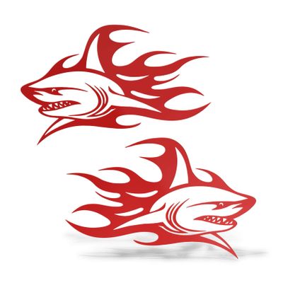Erreinge X2 Pre-Spaced Vinyl Sticker, Red, 15 cm, Shark, Right and Left
