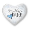 Family Mug-Print Pillow with Saying for the World's Best Brother, Heart Pillow - Pillow Cover and Insert Included / Relatives / Gift Idea / Favorite / Children / Heart Pillow / 100% Polyester view 1