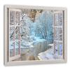 Pixxprint Stunning Winter Landscape, Window Look, 80 x 60 cm Canvas Wall Art, Ready-Stretched, Not a Poster view 1