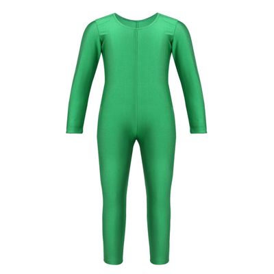 Yeahdor Girls' Long-Sleeve Figure Skating and Gymnastics Leotard, Green, 128–140