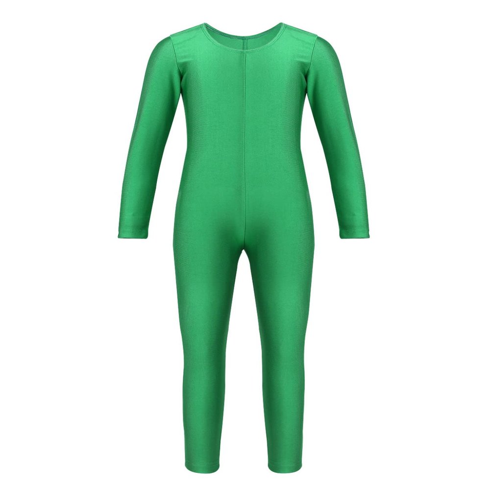 Yeahdor Girls' Long-Sleeve Figure Skating and Gymnastics Leotard, Green, 128–140