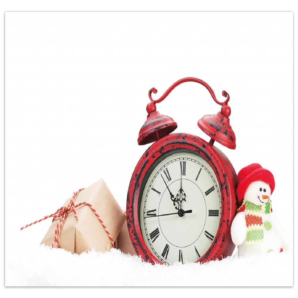 Wallario Non-Slip Doormat with Design – Alarm Clock with Snowman and Gifts, 50 x 70 cm, Flat-Woven