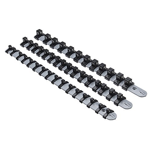 TuToy 3-Piece 1/4", 3/8" and 1/2" Socket Tray Rail Organizer