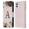 Head Case Designs Official Nature Magick Letter A Floral Black Monogram Leather Wallet Case for Apple iPhone 11 view 1