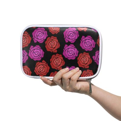 Montoj Makeup Brush Pouch with Zipper, Rose Pattern