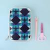 Montoj Makeup Brush Pencil Case with Zipper, Geometric Pattern, Navy Blue view 2