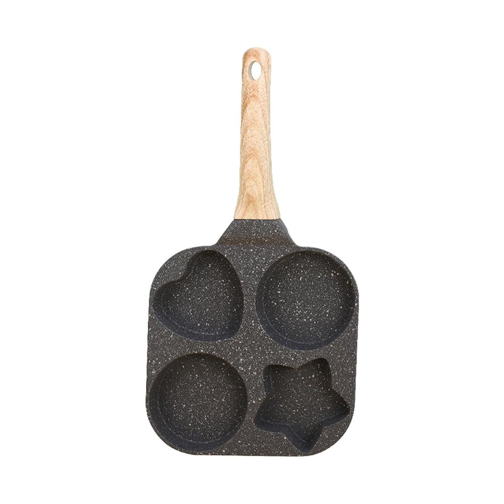 Pleayietoopiatiey 4-Hole Nonstick Egg Pan, 19 x 19 x 2 cm, Black