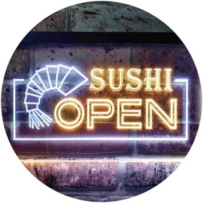 ADVPRO Sushi Open Dual-Color LED Bar Light Neon Sign, White & Yellow, 600 x 400 mm