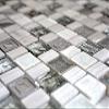 Multiformat Glass Mosaic Tile Sheet, Resin and Ceramic, Gray-White to Cream Beige - MOS82-2002 view 4