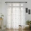 ZYY-Home Sheer Voile Curtains with Floral Embroidery and Pencil Pleat, 2 Panels, Blue, W120 x L140 cm view 1