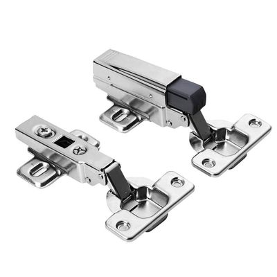 ECOSWAY Straight-Arm Full-Overlay Cabinet Hinge, Nickel Finish, Auto-Adjustable, Quick Install - B, Small