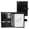 ALMADIH Black Premium Leather A4 Conference Folder with Removable Ring Binder and Notepad view 2