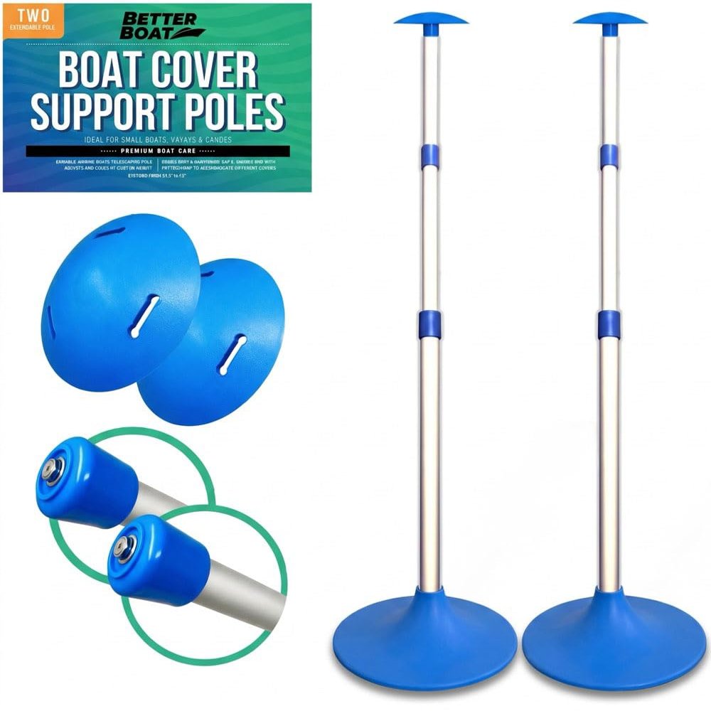 Boat Cover Support Poles, Adjustable Support System for Jon Boats, Pontoons, Aluminum Covers and Bimini Tops, Marine-Grade, 2-Pack