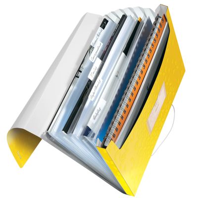 Leitz WOW A4 Project Folder, 6 Compartments, Yellow