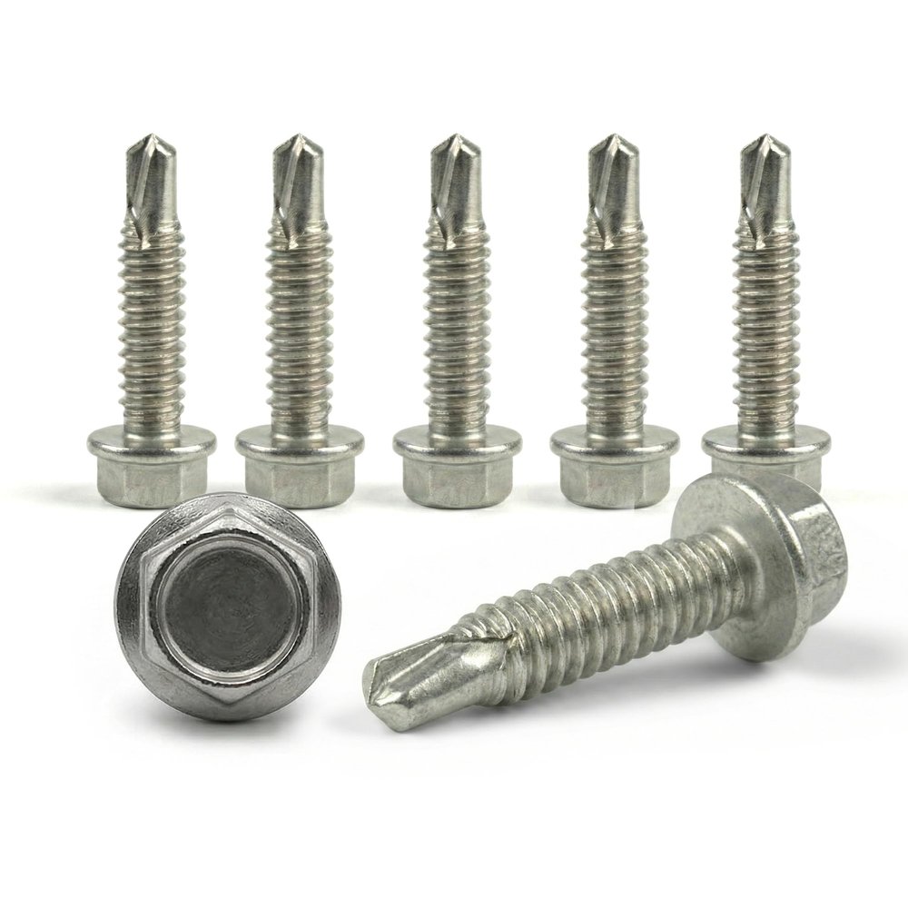 PROTECH 20-Pack 5.5 x 32 mm A2 Stainless Steel Hex Washer-Head Self-Drilling Screws, DIN 7504K