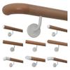 TIBU Beech Wood Handrail, 360 cm, White Stainless Steel Brackets, Wooden Curved Ends view 1