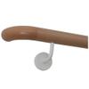 TIBU Beech Wood Handrail, 360 cm, White Stainless Steel Brackets, Wooden Curved Ends view 2