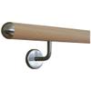 TIBU Untreated Larch Wood Handrail, 350 cm, 5 Angled Stainless Steel Brackets, Semicircular End Caps view 2