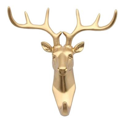Tubayia Gold Deer Head Wall Hook for Clothes, Hats, and Keys