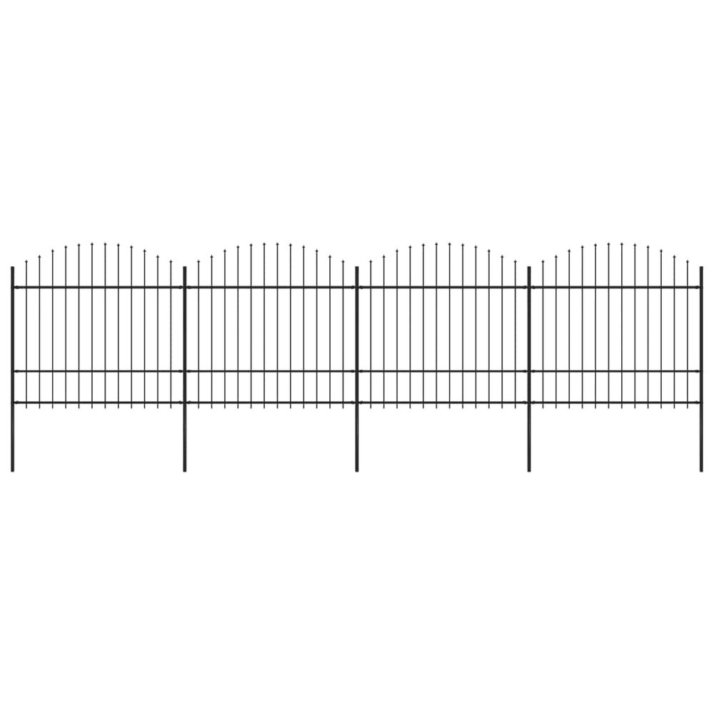 vidaXL Garden Fence with Spear Points Steel 671 x 175 cm Black