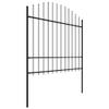 vidaXL Garden Fence with Spear Points Steel 671 x 175 cm Black view 3