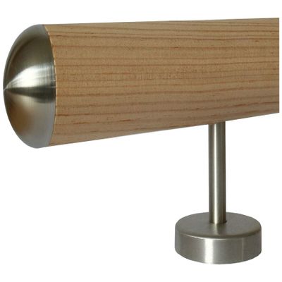TIBU Untreated Larch Wood Handrail, 1,800 mm, with 3 Stainless Steel Brackets