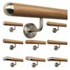 TIBU Oak Wood Handrail 420 cm with 5 Angled Brackets and Half-Round Stainless Steel End Caps view 1