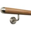 TIBU Oak Wood Handrail 420 cm with 5 Angled Brackets and Half-Round Stainless Steel End Caps view 2