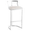 LHNLY Upholstered Faux Leather Bar Stool with Backrest, Silver view 1