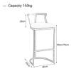 LHNLY Upholstered Faux Leather Bar Stool with Backrest, Silver view 2