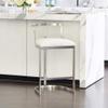 LHNLY Upholstered Faux Leather Bar Stool with Backrest, Silver view 3