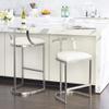 LHNLY Upholstered Faux Leather Bar Stool with Backrest, Silver view 4