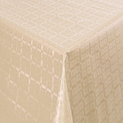 KEVKUS Embossed Damask Oilcloth Tablecloth 03011-08, Checkered Beige/Cream, Selectable Shape and Size