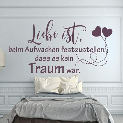 timalo Modern Wall Decal for the Bedroom, “Love Is Realizing Upon Waking That It Wasn’t a Dream,” Burgundy, M, 150 x 58