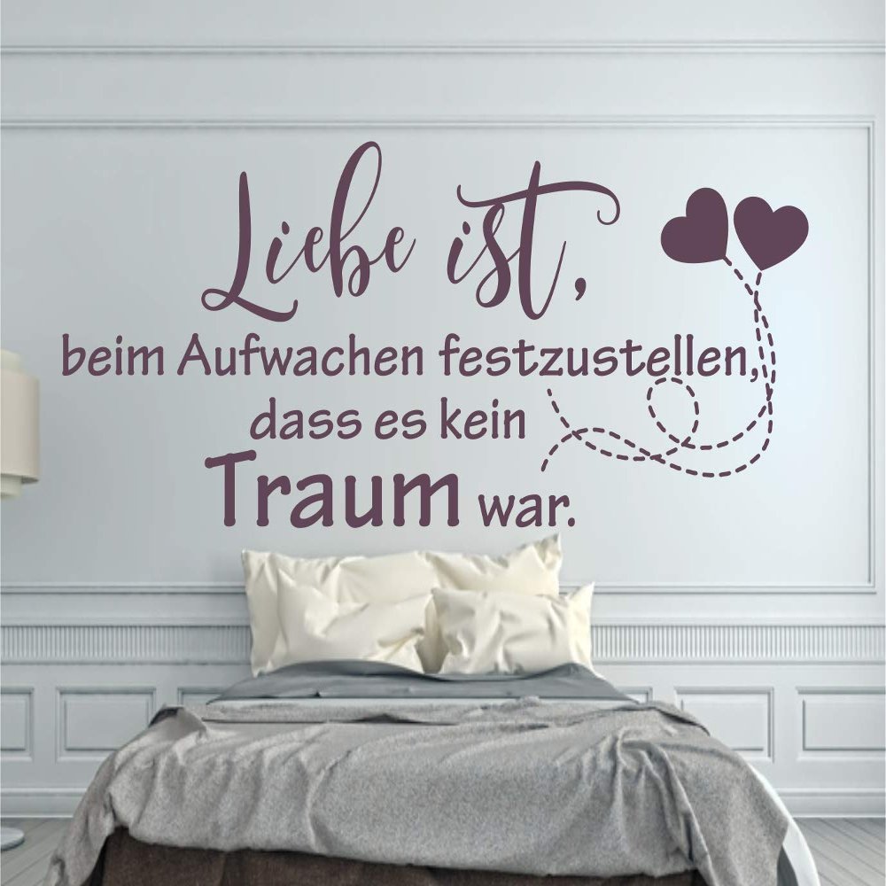 timalo Modern Wall Decal for the Bedroom, “Love Is Realizing Upon Waking That It Wasn’t a Dream,” Burgundy, M, 150 x 58