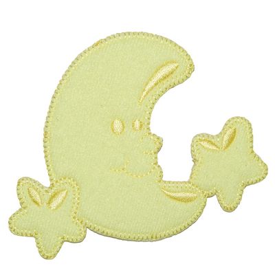 Iron-On Patch Moon with Star, Yellow, 10.7 x 7.7 cm